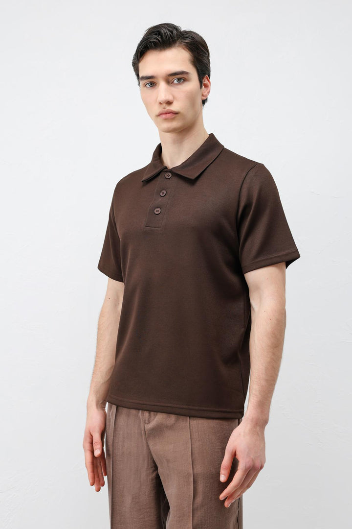 ANT Antioch Koyu Kahve Basic Polo Yaka Erkek T-Shirt - Makiivka