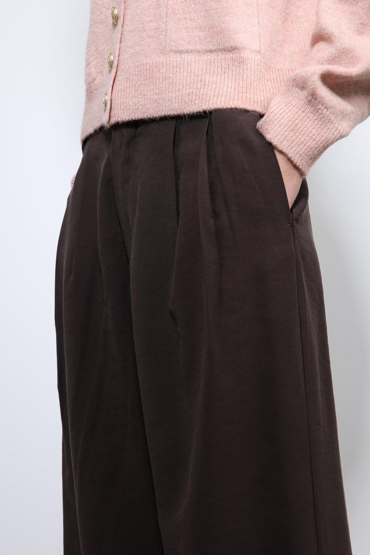 ANT Antioch Village Coffee High Waist Elasticated Pleated Women's Pants - Königs Wusterhausen