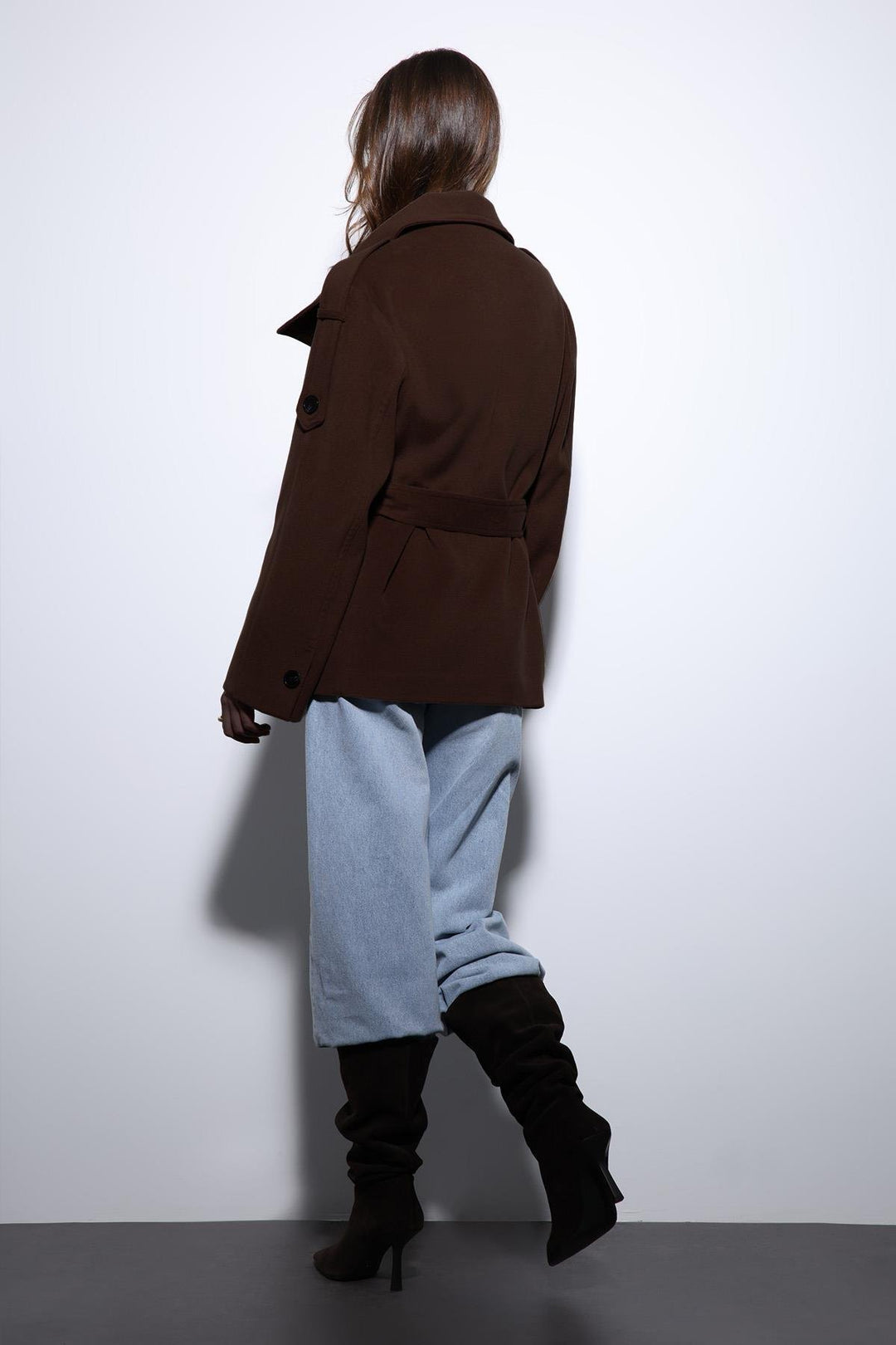 ANT Antioch Koyu Kahve Dik Yaka Kruvaze Kadın Kaban - Waco