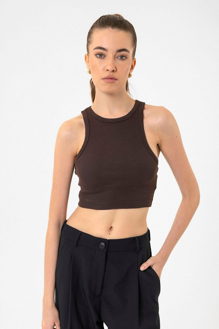 ANT Antioch Village Coffee Woman Ribbed Crop Tank Top - Eastleigh