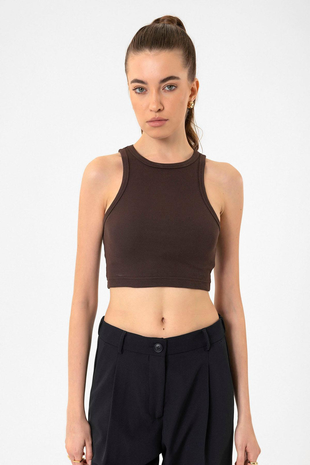 ANT Antioch Village Coffee Woman Ribbed Crop Tank Top - Eastleigh