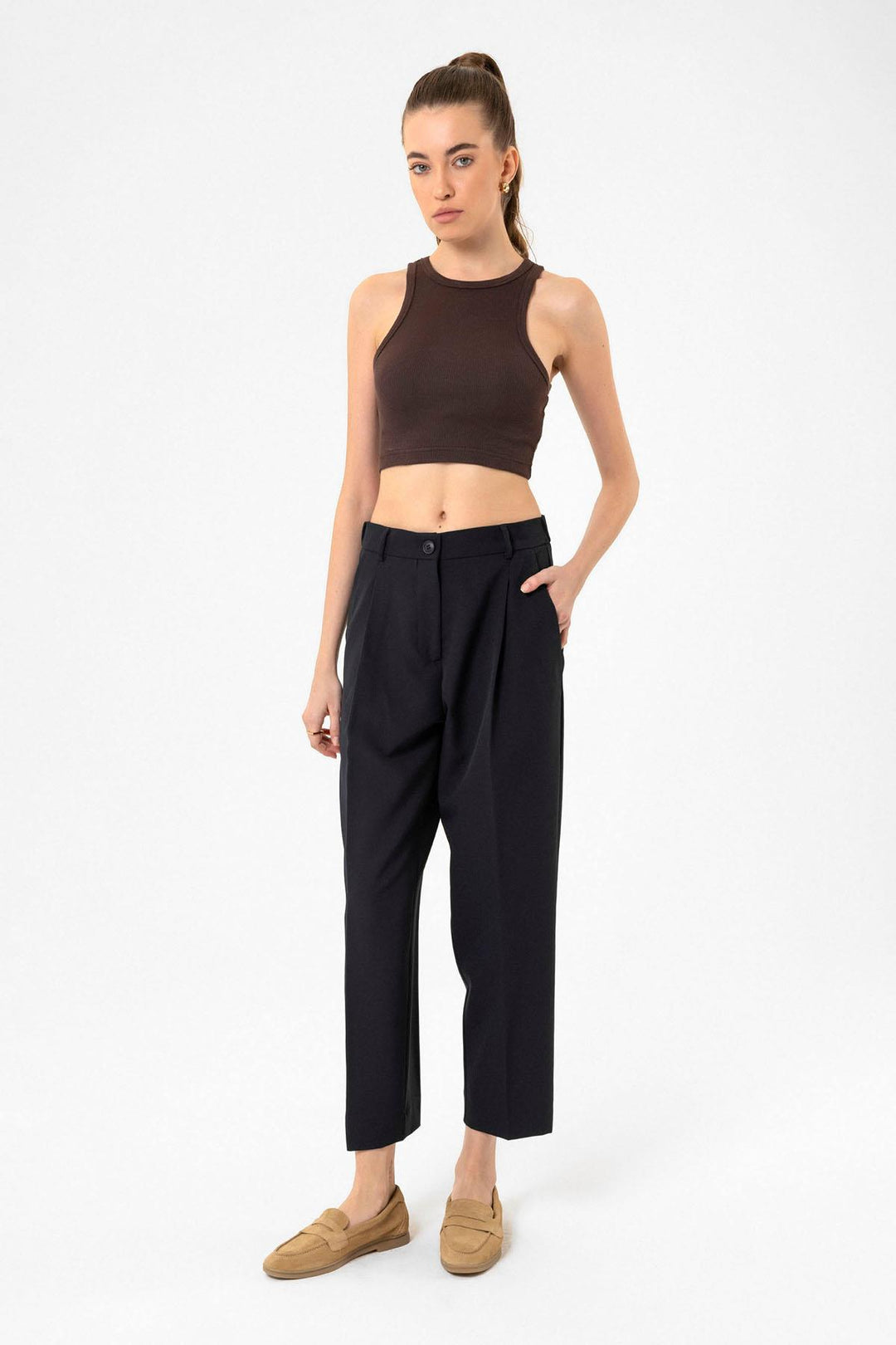 ANT Antioch Village Coffee Woman Ribbed Crop Tank Top - Eastleigh