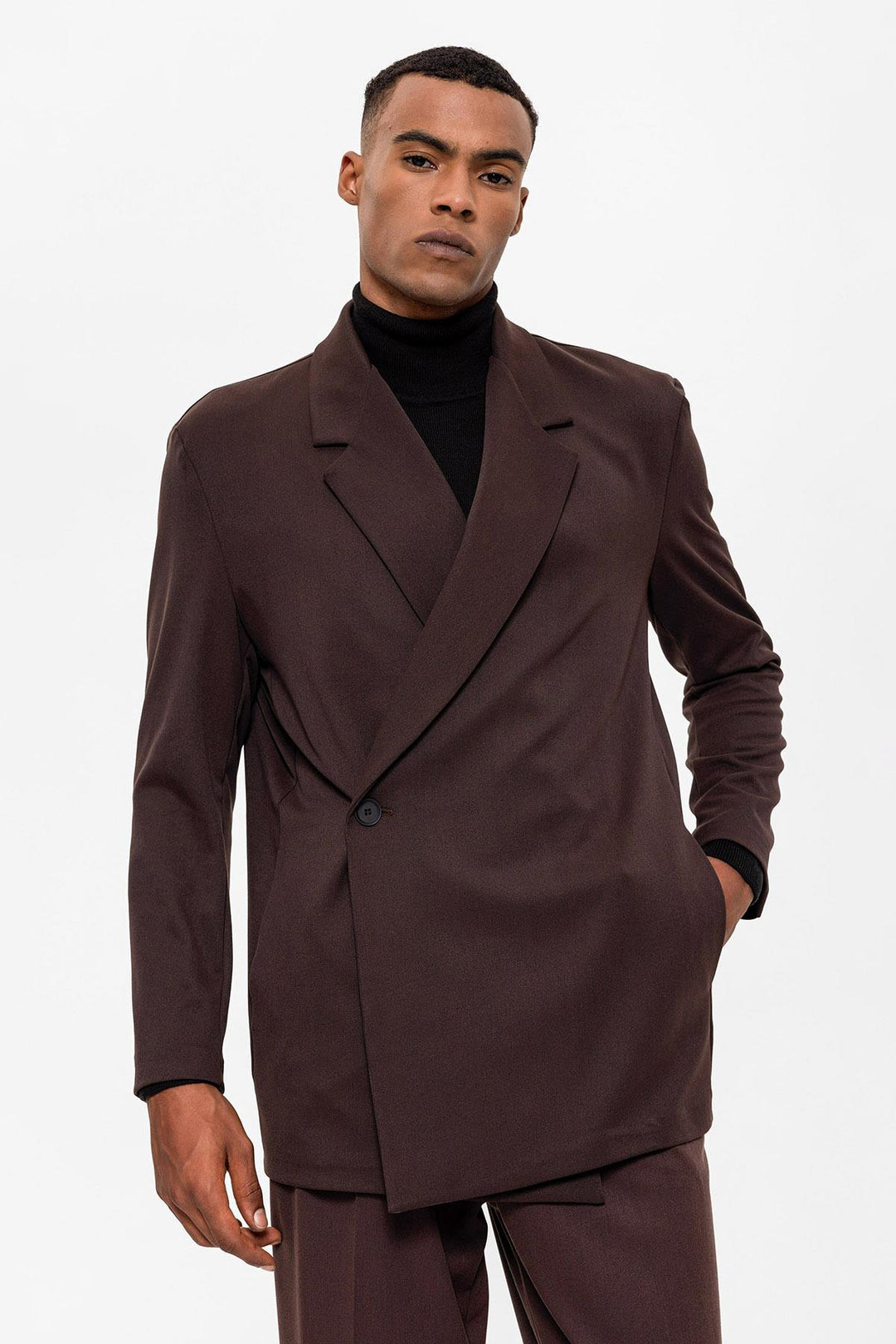 ANT Antioch Village Coffee Wrap Closure Hidden Pocket Men's Blazer Coat - Covilhã