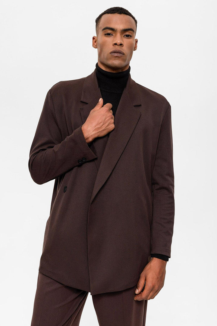 ANT Antioch Village Coffee Wrap Closure Hidden Pocket Men's Blazer Coat - Covilhã