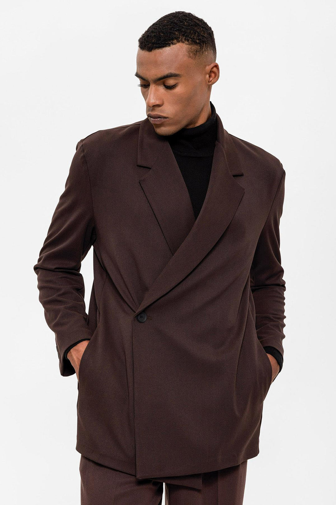 ANT Antioch Village Coffee Wrap Closure Hidden Pocket Men's Blazer Coat - Covilhã