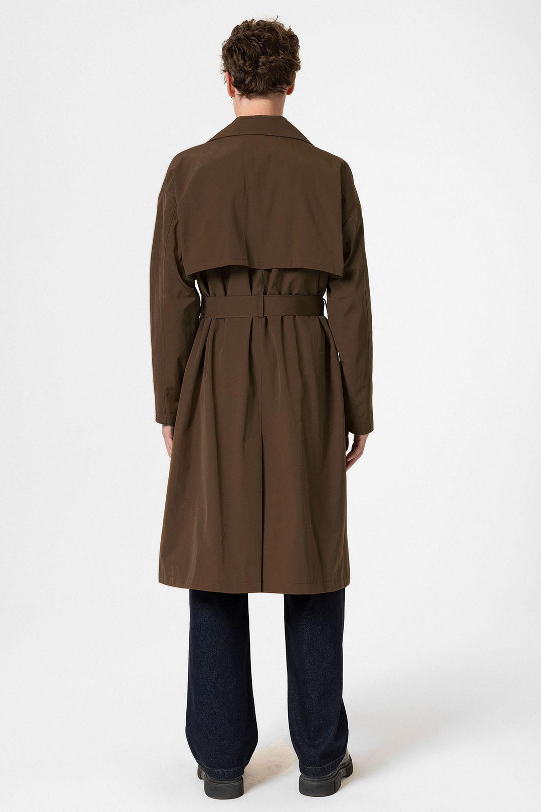 ANT Antioch Village Coffee Double-Breasted Belted Trench Coat - Villa de Álvarez