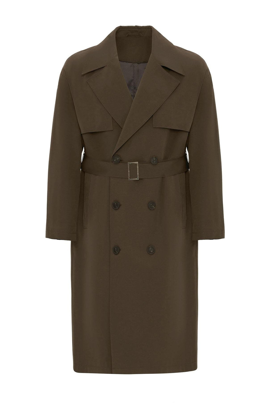 ANT Antioch Village Coffee Double-Breasted Belted Trench Coat - Villa de Álvarez