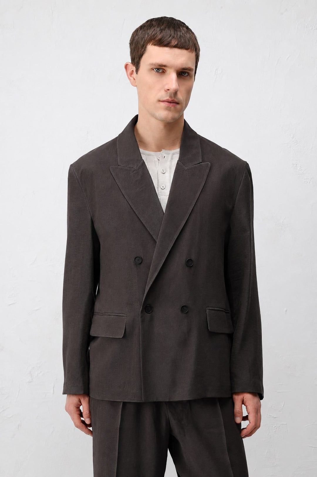 ANT Antioch Koyu Kahve Modal Karışımlı Relaxed Fit Erkek Blazer Ceket - Guacharachi