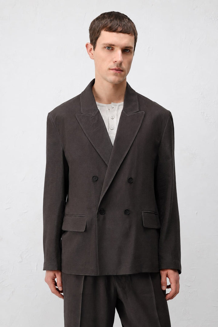 ANT Antioch Koyu Kahve Modal Karışımlı Relaxed Fit Erkek Blazer Ceket - Guacharachi