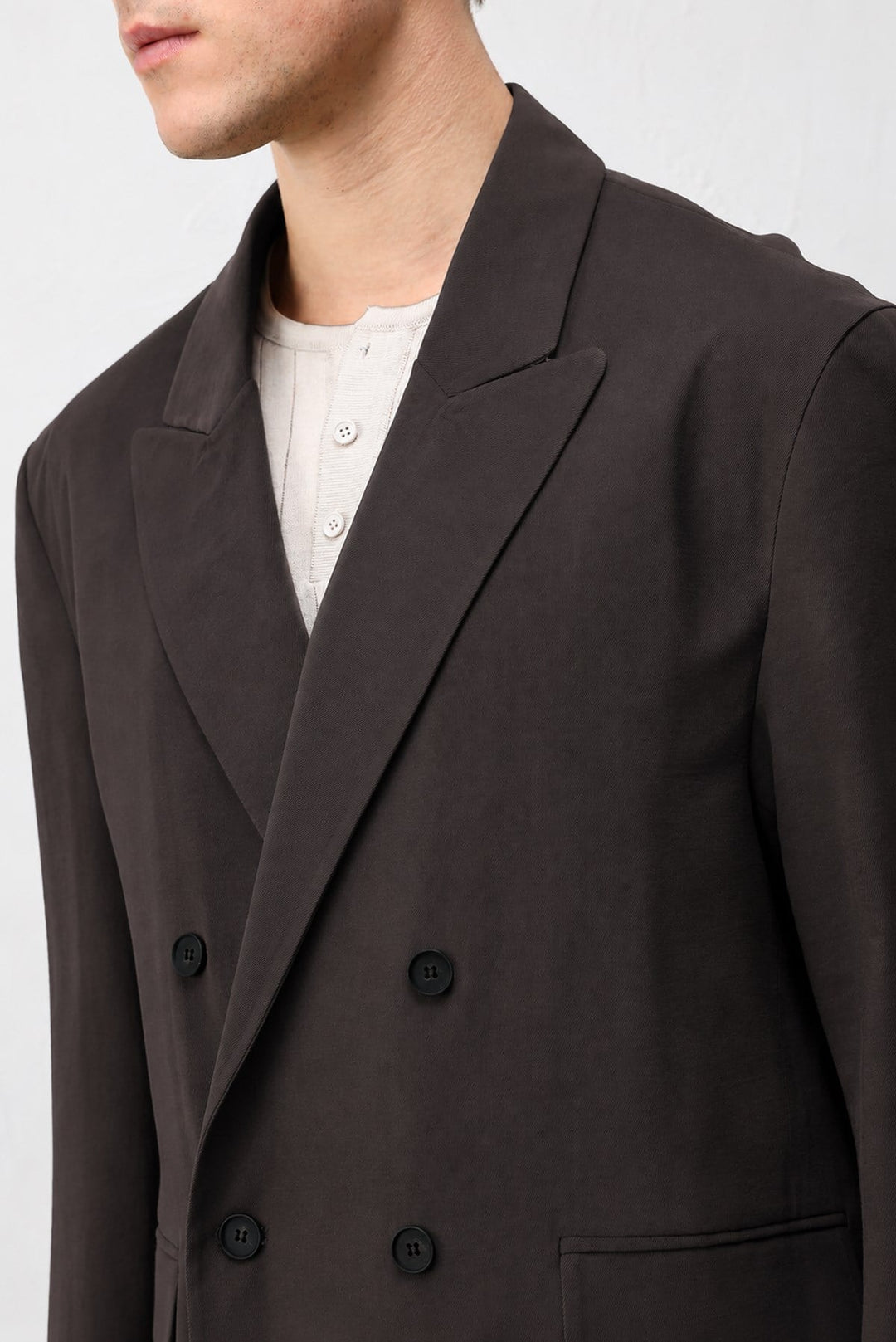 ANT Antioch Koyu Kahve Modal Karışımlı Relaxed Fit Erkek Blazer Ceket - Guacharachi