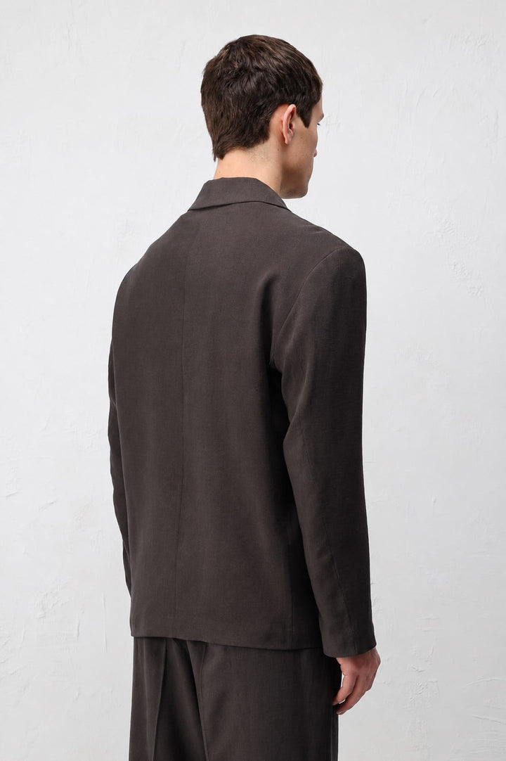 ANT Antioch Koyu Kahve Modal Karışımlı Relaxed Fit Erkek Blazer Ceket - Guacharachi