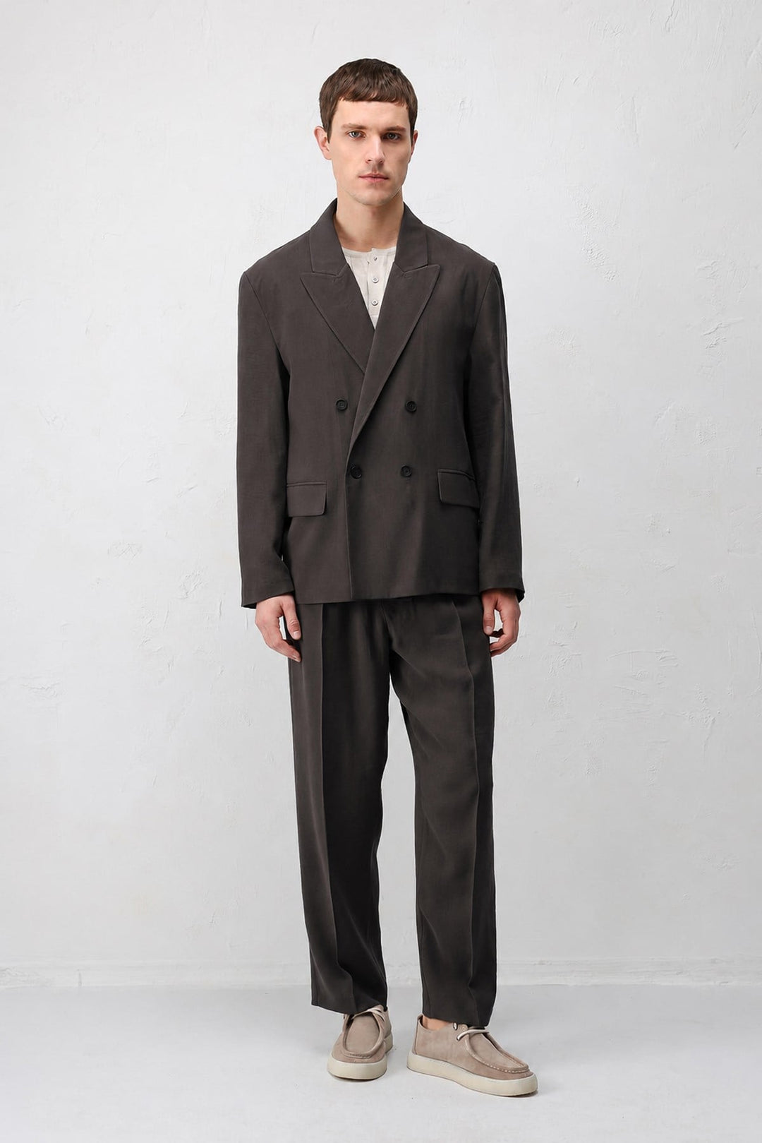 ANT Antioch Koyu Kahve Modal Karışımlı Relaxed Fit Erkek Blazer Ceket - Guacharachi