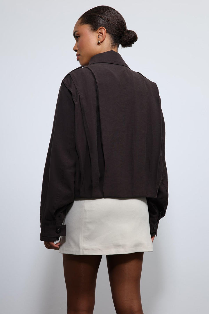 ANT Antioch Koyu Kahve Pile Detaylı Dik Yaka Mont - Stade