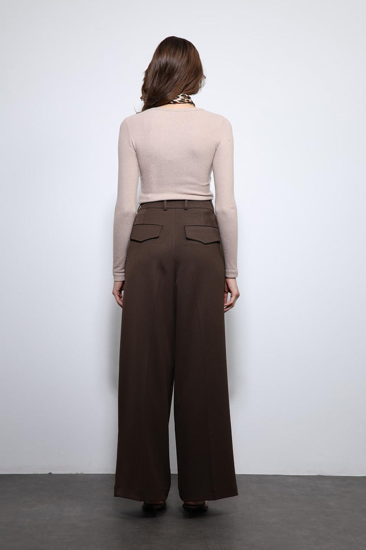 ANT Antioch Koyu Kahve Pileli Palazzo Kadın Pantolon - Colorado Springs