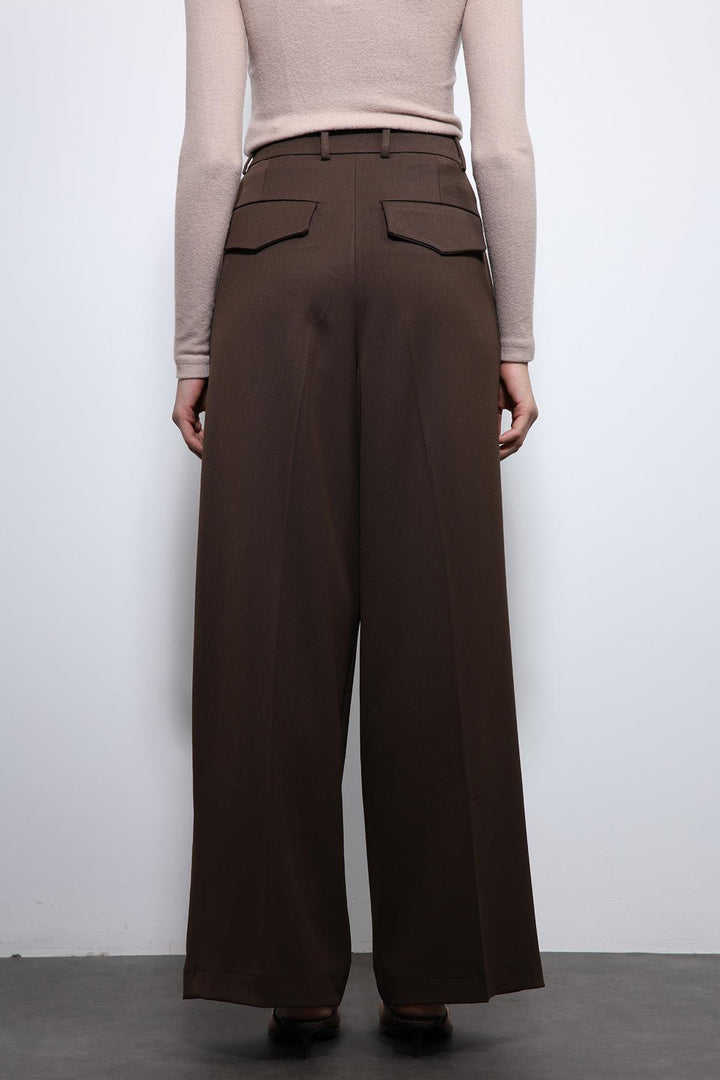 ANT Antioch Koyu Kahve Pileli Palazzo Kadın Pantolon - Colorado Springs