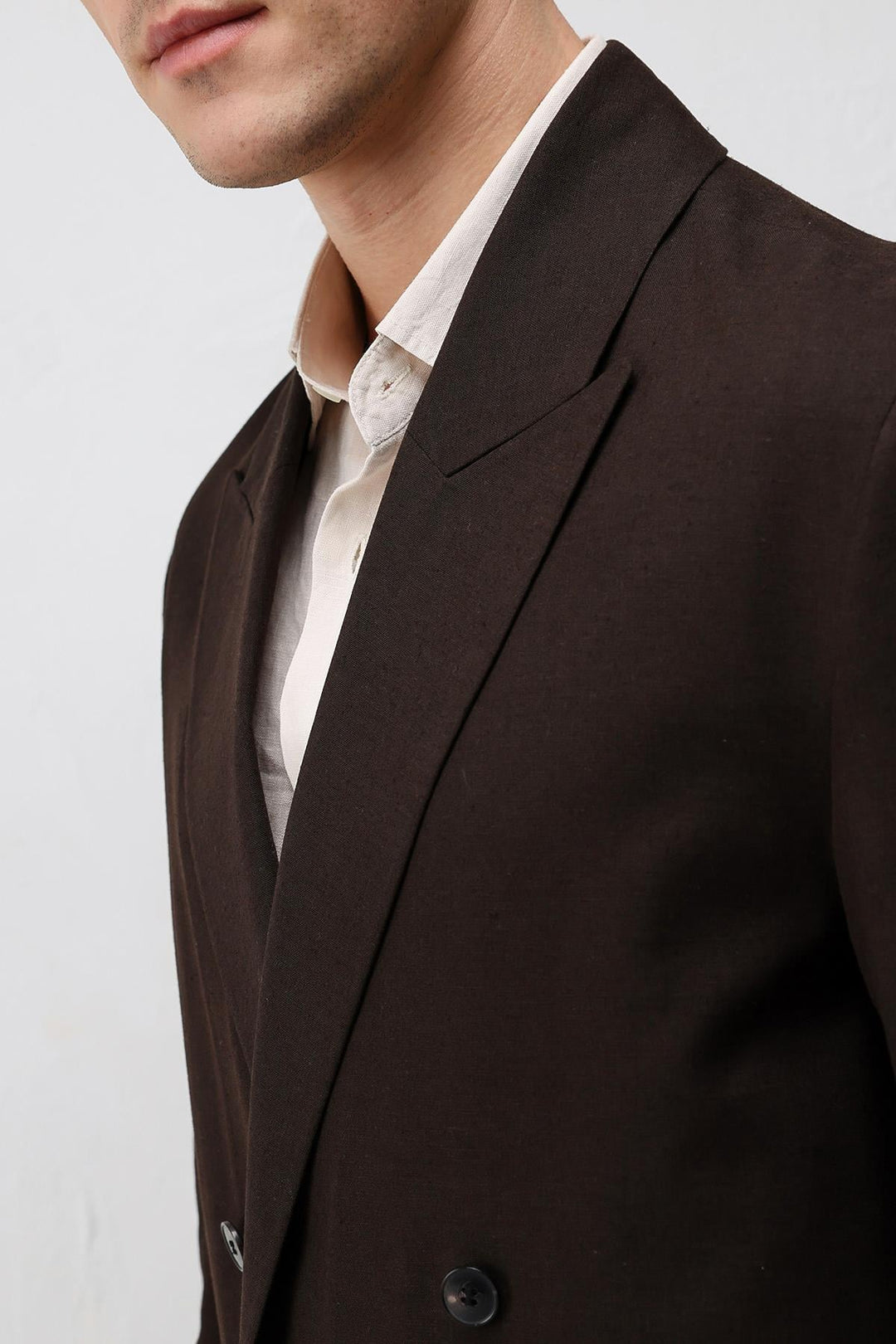 ANT Antioch Koyu Kahve Relax Fit Keten Karışımlı Erkek Blazer Ceket - Navojoa