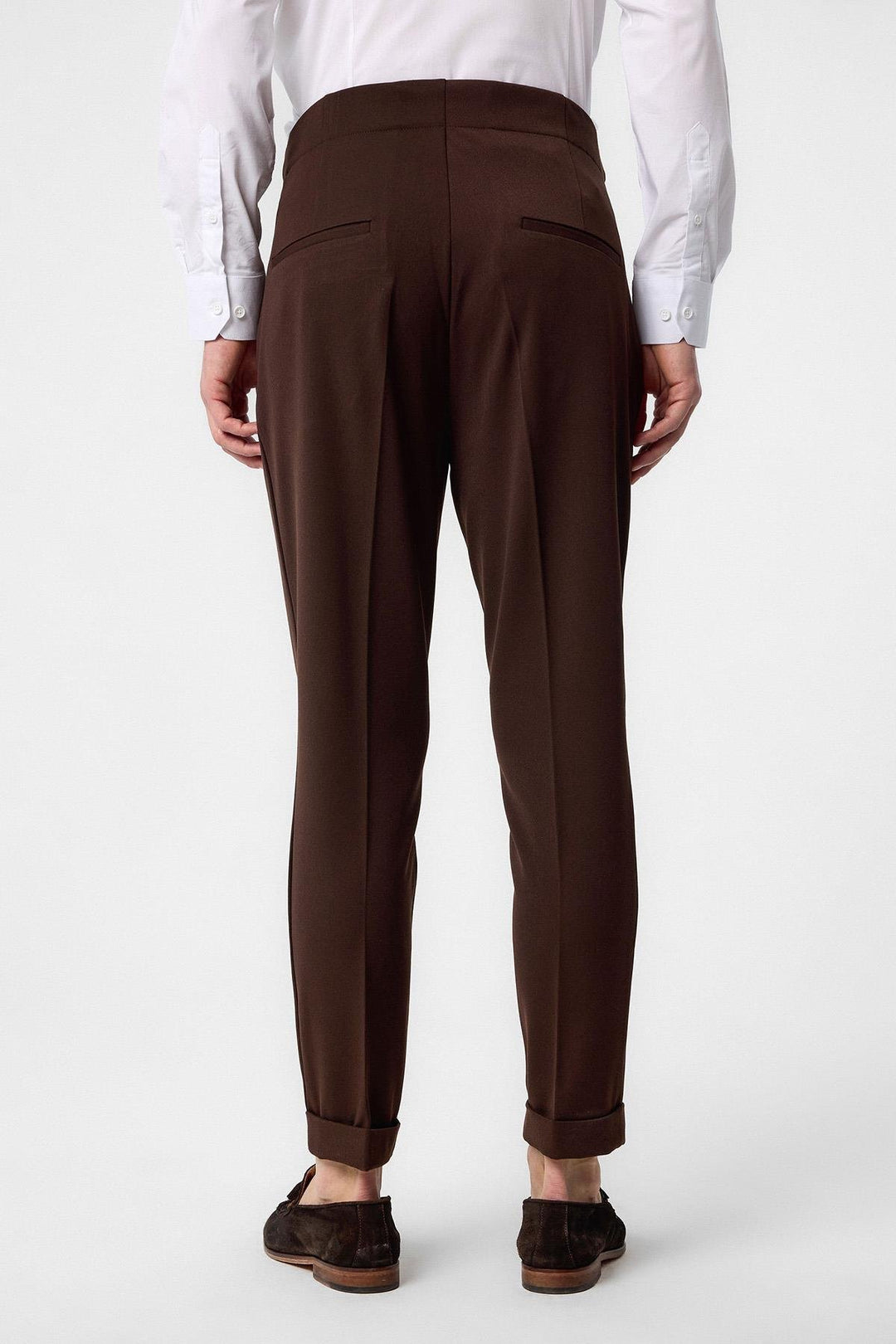 ANT Antioch Village Coffee High Waist (Boyfriend) Pleated Fabric Pants - Gladbeck