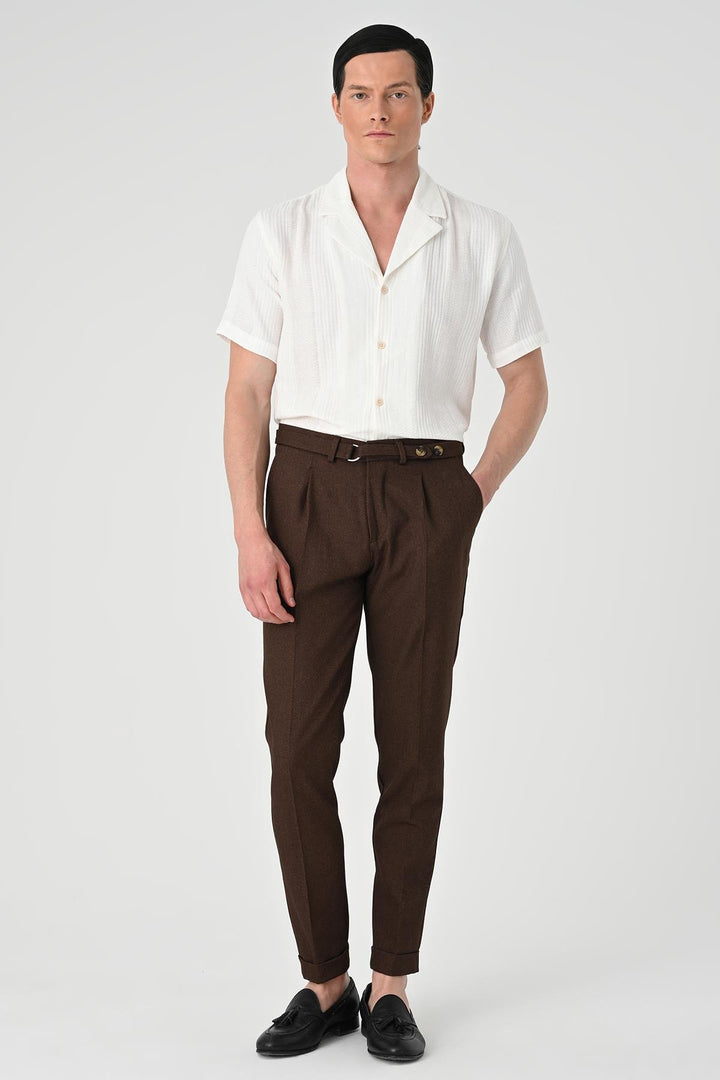 ANT Antioch Village Coffee High Waist Belted Pleated Pants - Reynosa