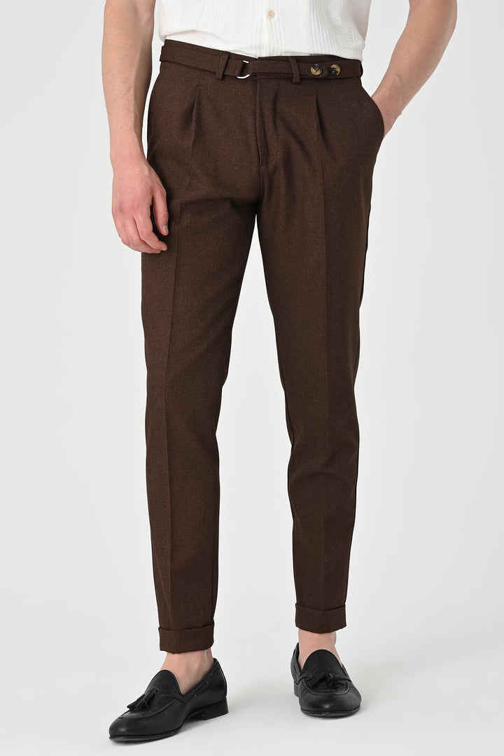 ANT Antioch Village Coffee High Waist Belted Pleated Pants - Reynosa