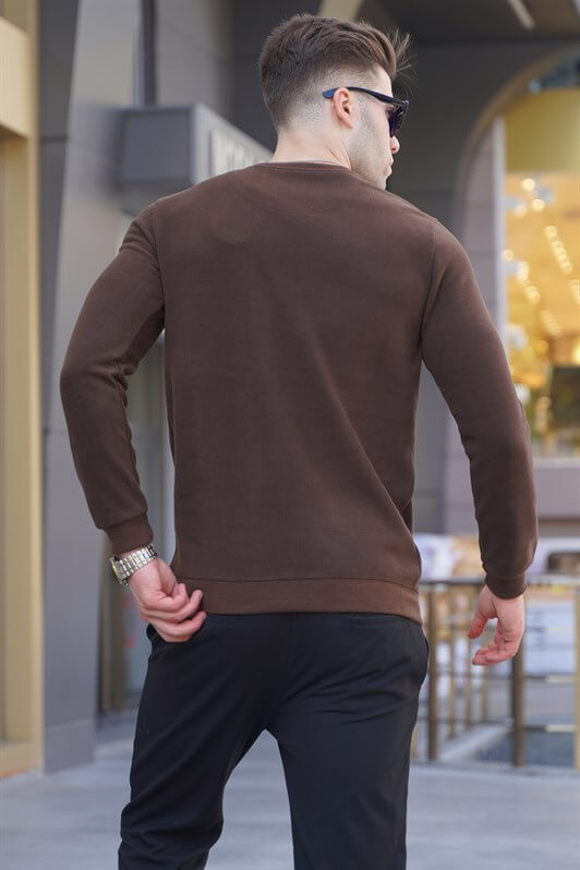 MDX Dark Brown Bicycle Neck Regular Fit Basic Sweatshirt 5799 - Jacksonville