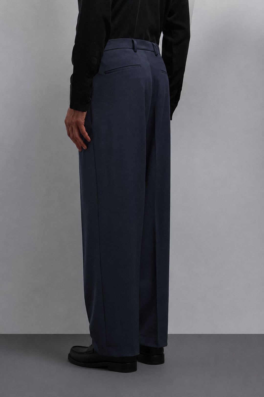 ANT Antioch Koyu Lacivert Relax Fit Baggy Pilili Erkek Pantolon - Halifax