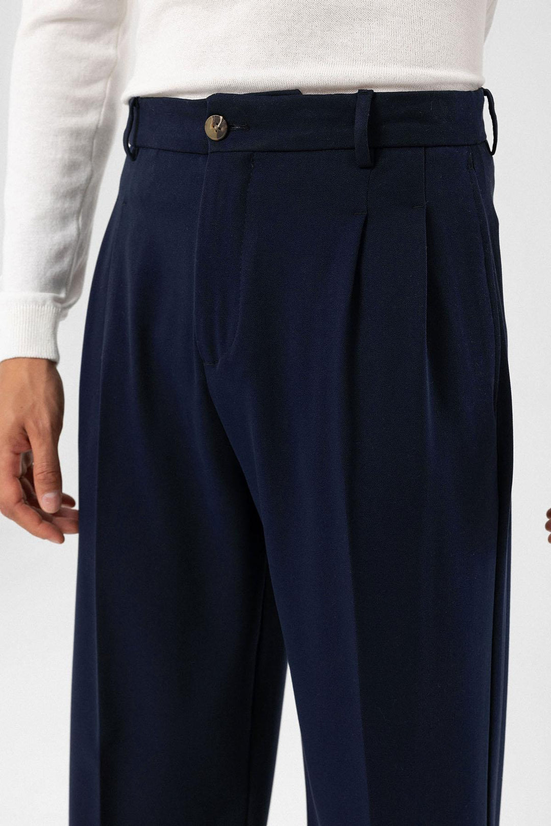 ANT Antioch Village Navy High Waist Pleated Relaxed Fit Men's Pants - Manteca