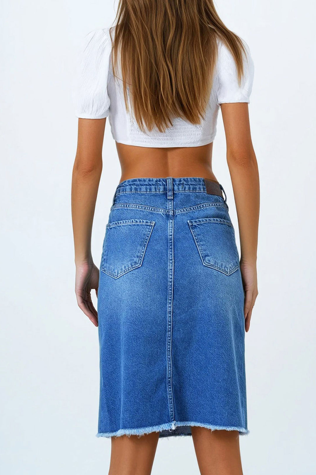 Dark Blue 5-Pocket Skirt with Tassels BCHNW-251195 - Bitonto