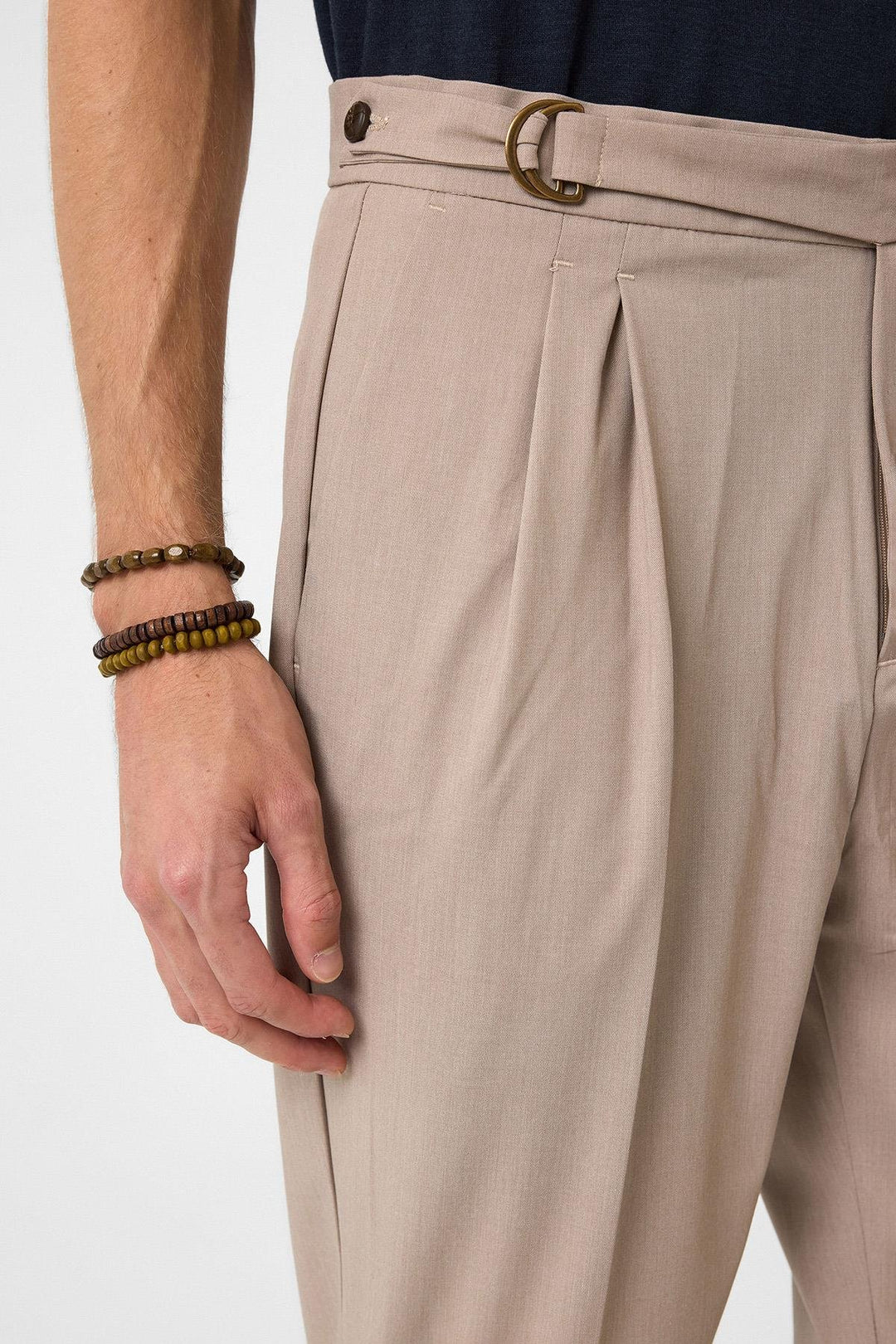 ANT Antioch Village Stone High Waist Buckle Closure Pleated Men's Pants - Calgary