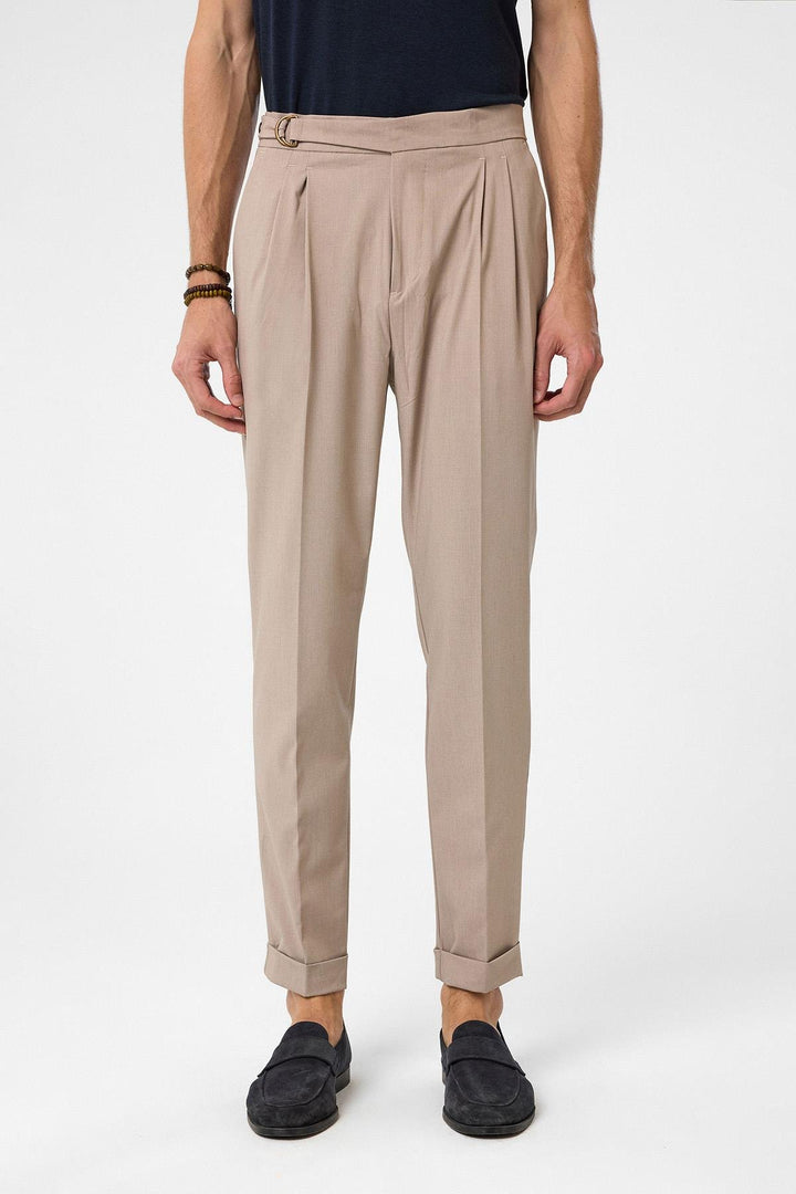 ANT Antioch Village Stone High Waist Buckle Closure Pleated Men's Pants - Calgary