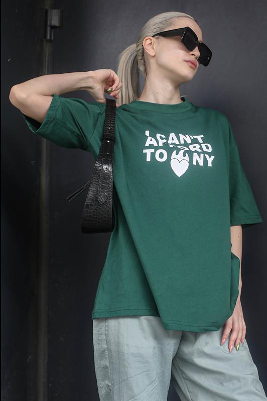 MDX Dark Green Printed Bicycle Collar Women's T-Shirt MG1653 - DeLand