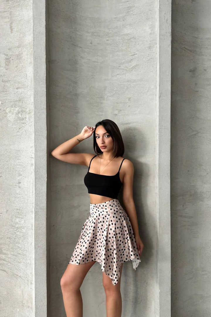 Cream Asymmetric Cut Polka Dot Skirt BCHN-2525900 - Lexington