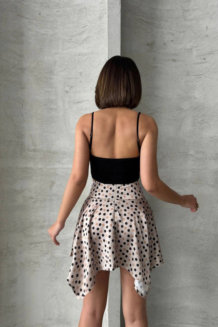 Cream Asymmetric Cut Polka Dot Skirt BCHN-2525900 - Lexington