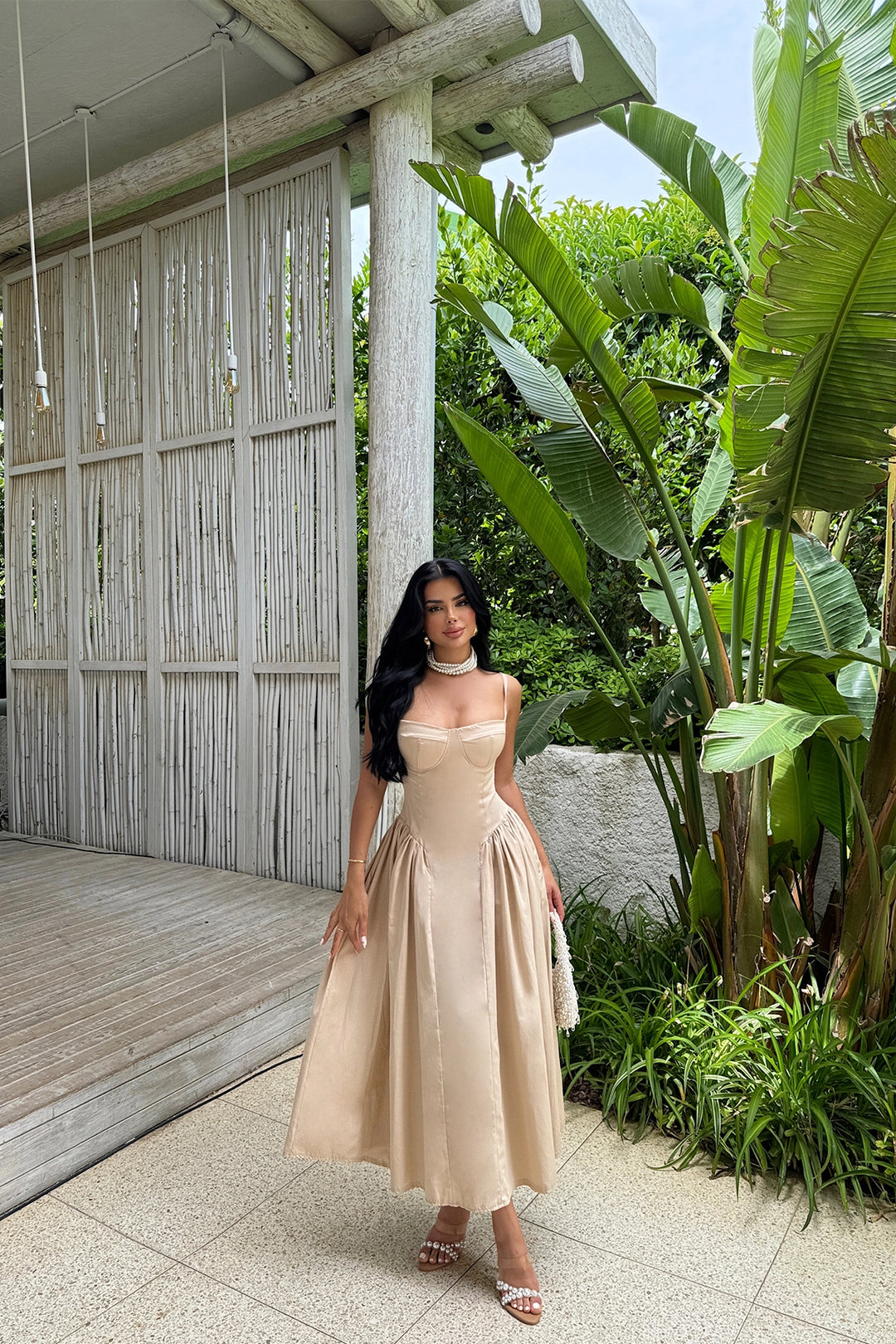 EYY Women Cream Strappy Maxi Dress - Millcreek