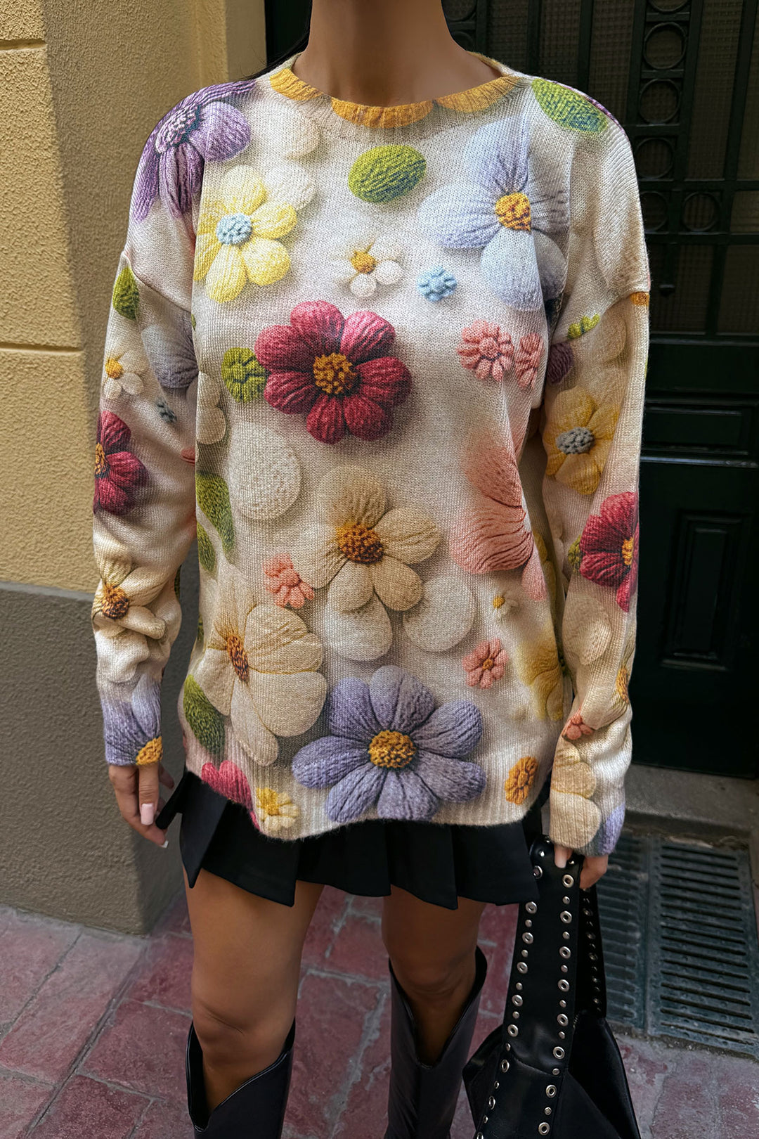 Cream Bicycle Collar Patterned Sweater BCDF-25A3500 - Glens Falls