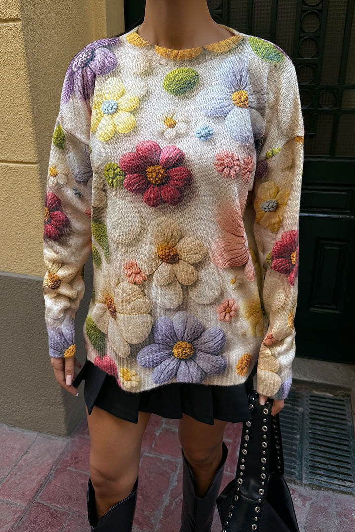 Cream Bicycle Collar Patterned Sweater BCDF-25A3500 - Glens Falls