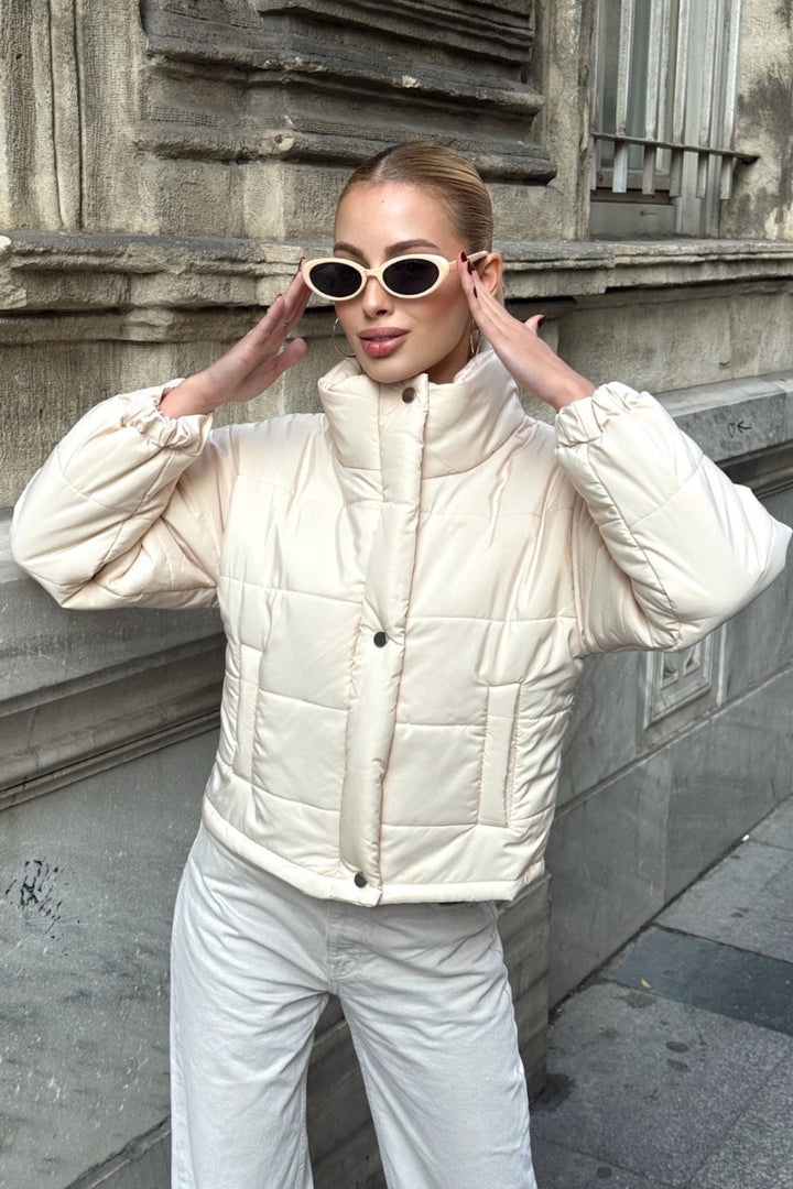 Cream Double Pocket Quilted Puffer Jacket BCVL-25N1002 - Rockhampton
