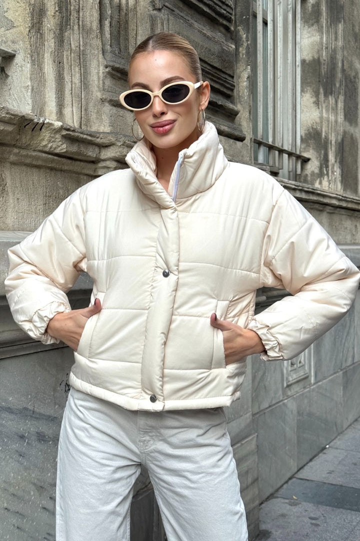 Cream Double Pocket Quilted Puffer Jacket BCVL-25N1002 - Rockhampton