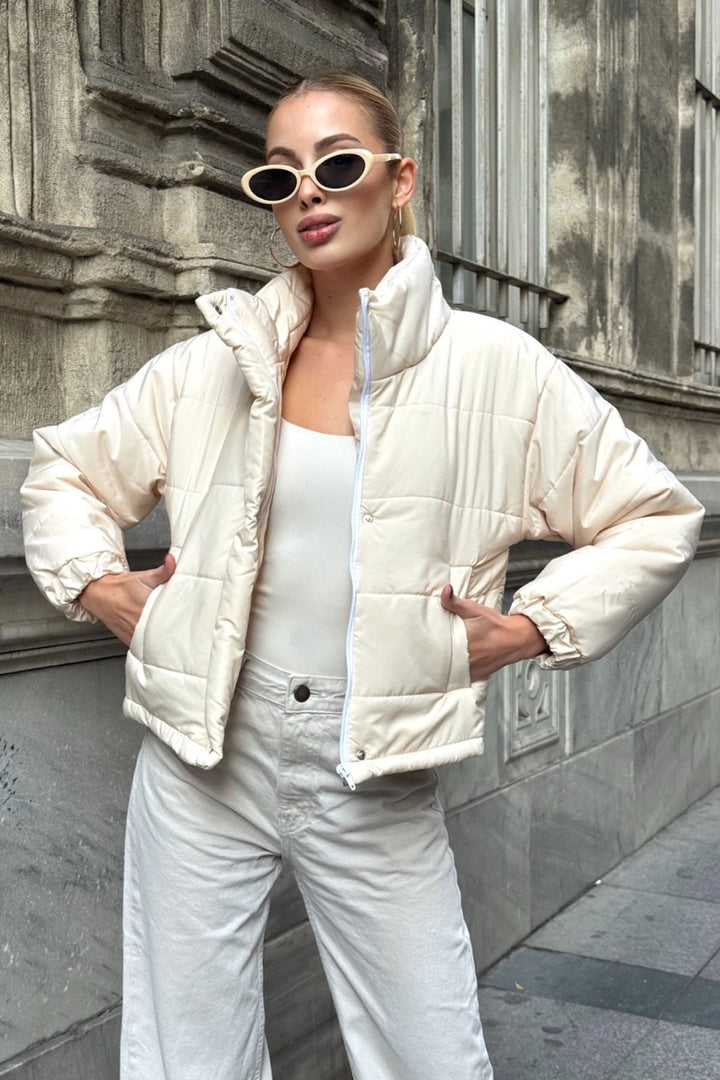Cream Double Pocket Quilted Puffer Jacket BCVL-25N1002 - Rockhampton