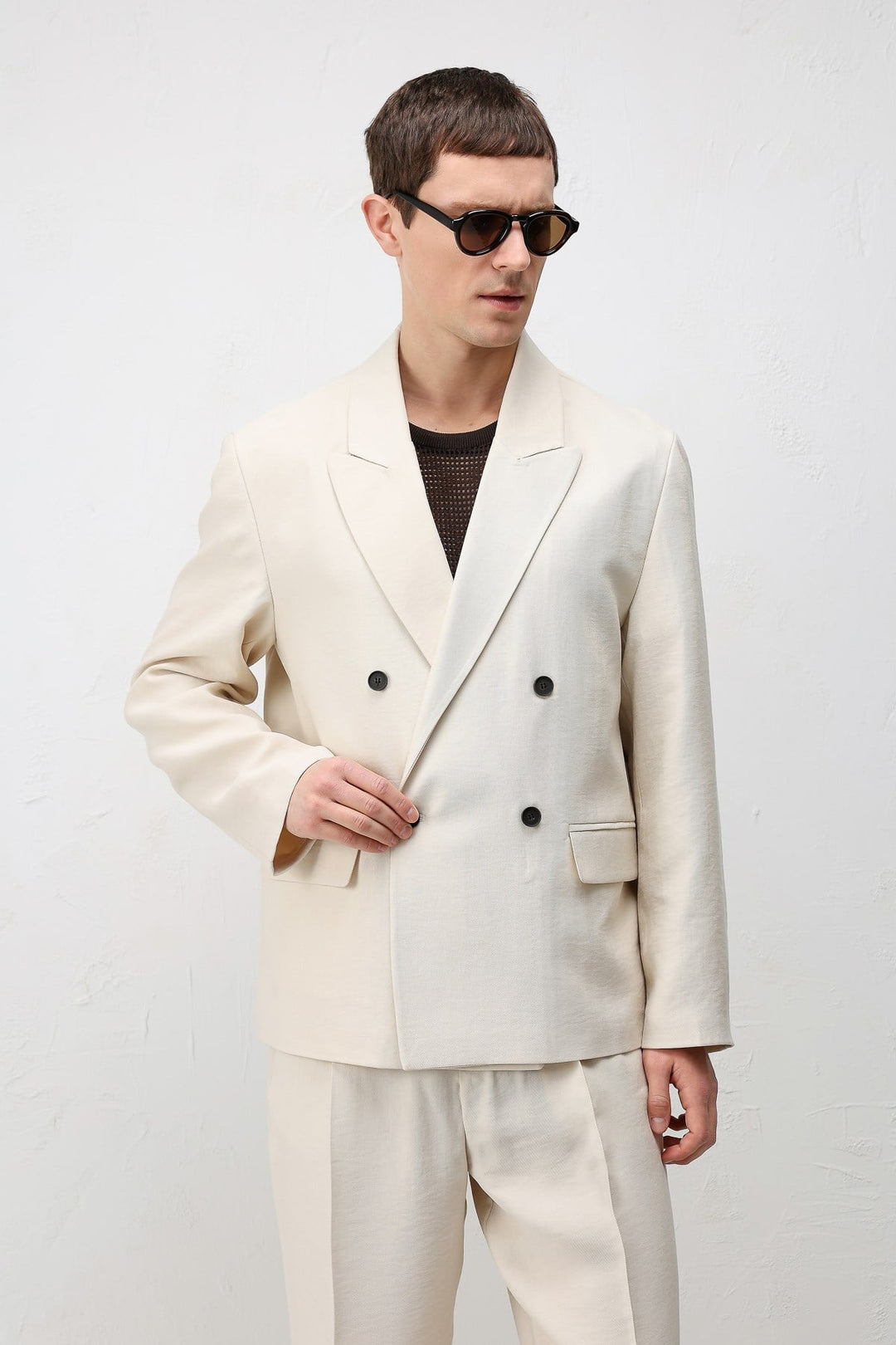 ANT Antioch Krem Modal Karışımlı Relaxed Fit Erkek Blazer Ceket - Corato