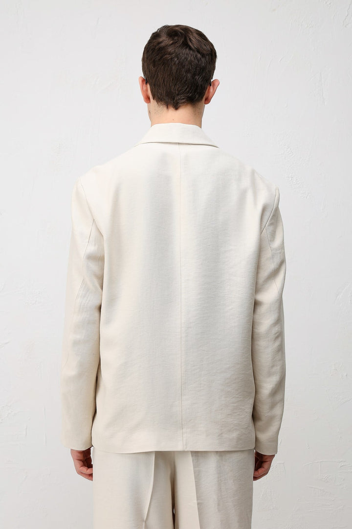 ANT Antioch Krem Modal Karışımlı Relaxed Fit Erkek Blazer Ceket - Corato