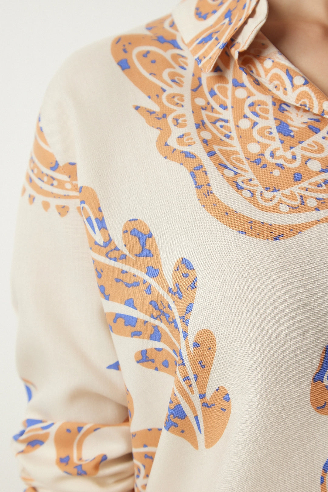Cream Long Sleeve Buttoned Shirt BCBSK-25700-K7615 - Berdychiv