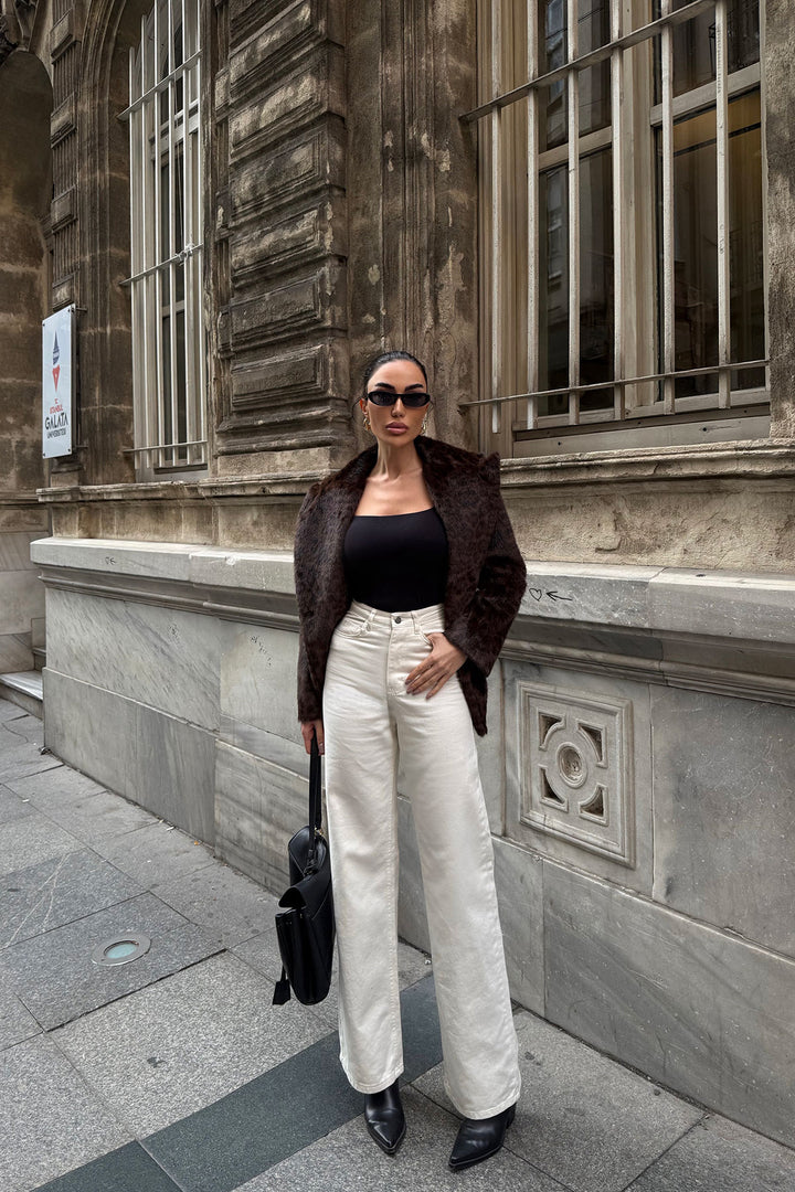 Cream High Waisted Flared Denim Pants BCDF-254000 - Uden