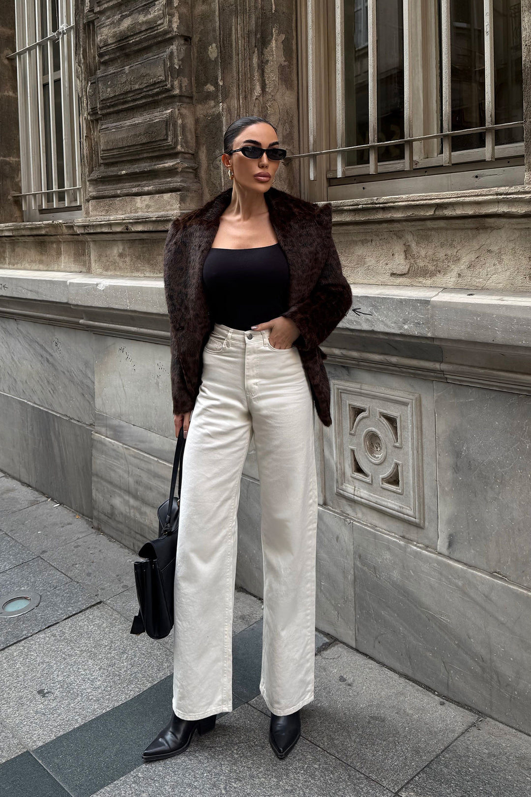 Cream High Waisted Flared Denim Pants BCDF-254000 - Uden