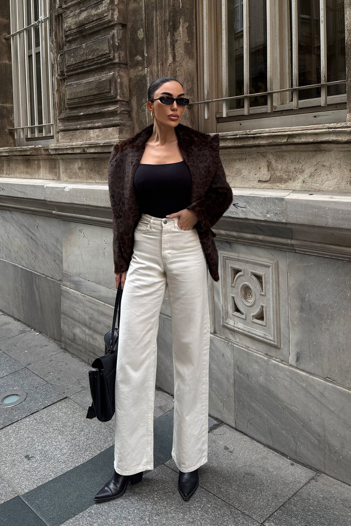 Cream High Waisted Flared Denim Pants BCDF-254000 - Uden