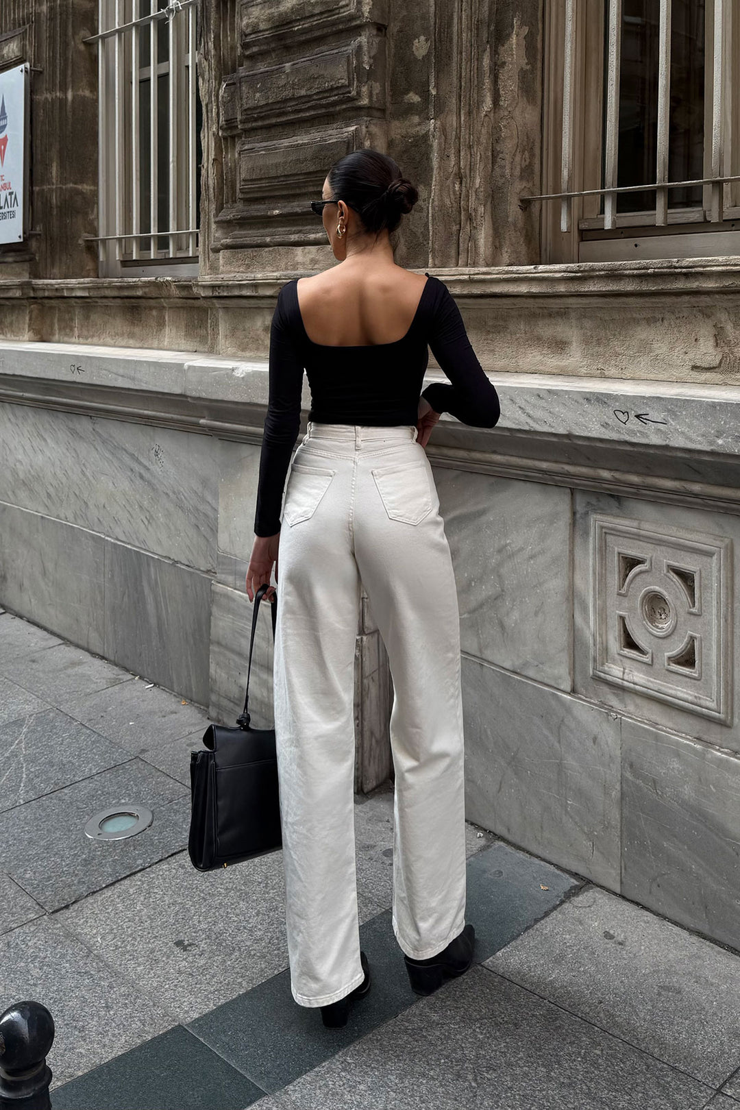 Cream High Waisted Flared Denim Pants BCDF-254000 - Uden