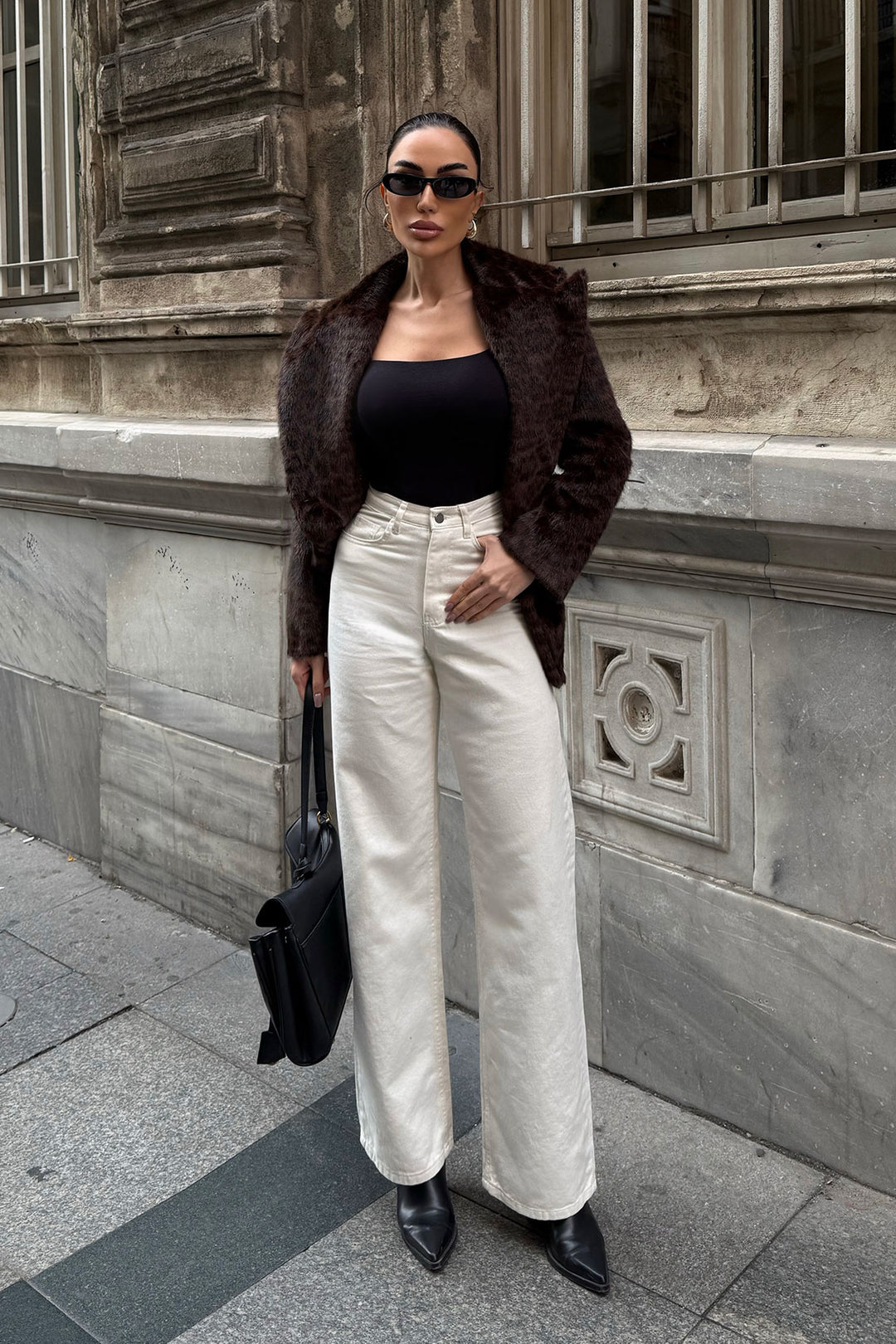 Cream High Waisted Flared Denim Pants BCDF-254000 - Uden