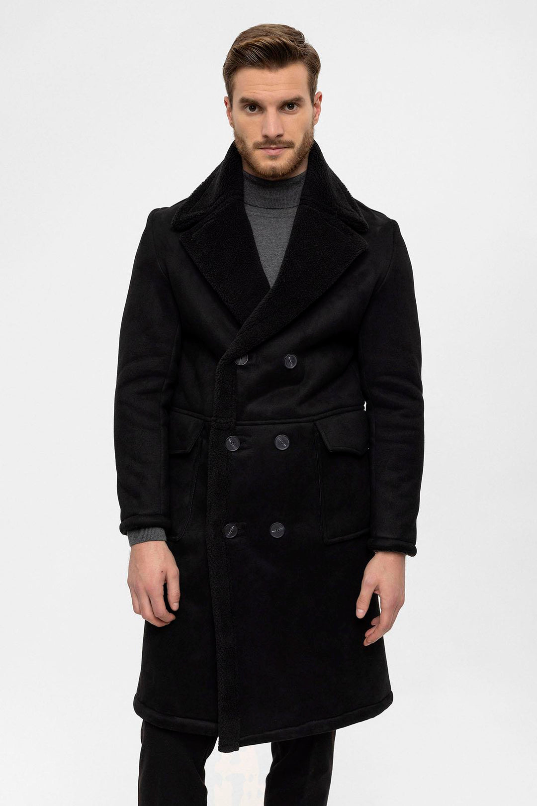 ANT Double Breasted Closure Lining Detailed Men's Coat - Goes
