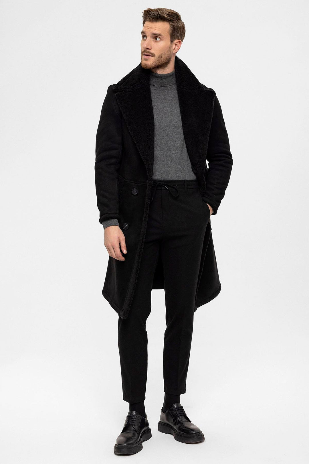 ANT Double Breasted Closure Lining Detailed Men's Coat - Goes