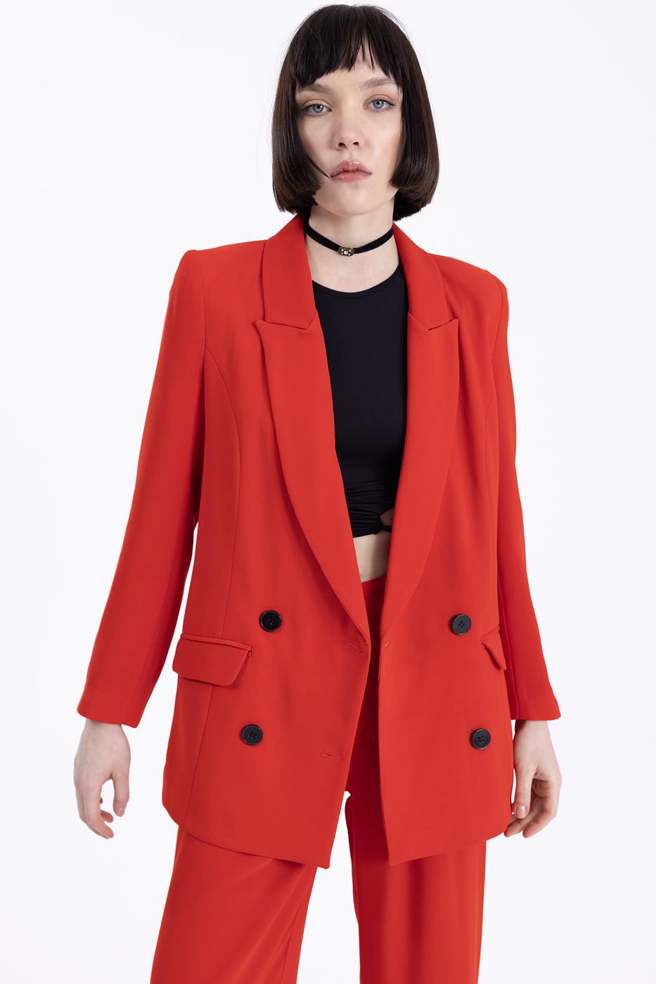 BSL Women Double Breasted Blazer Jacket - Cwmbran