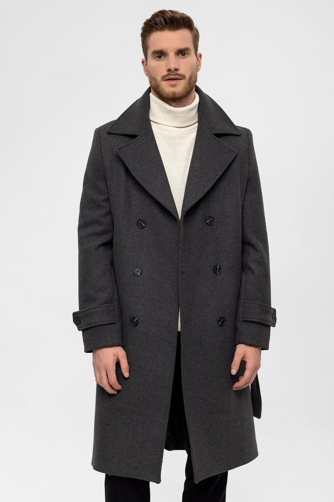 ANT Double Breasted Closure Belt Men's Coat - Springfield